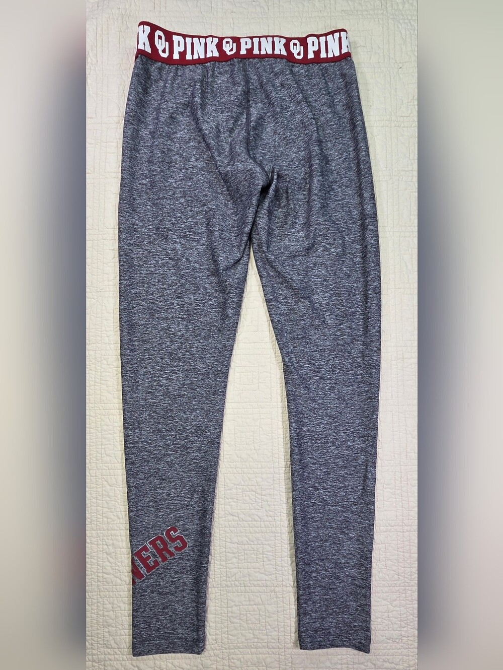 PINK Victorias Secret University of Oklahoma Sooners Leggings Heather Gray Small - Picture 2 of 12